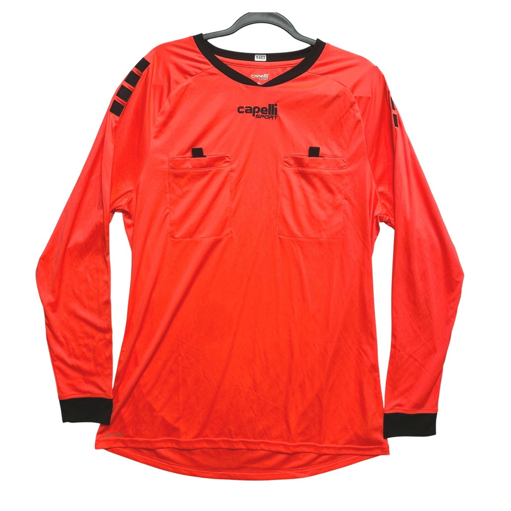 Capelli Sport Jersey Mens XL Neon Orange Long Sleeve Soccer Referee  CS-1234